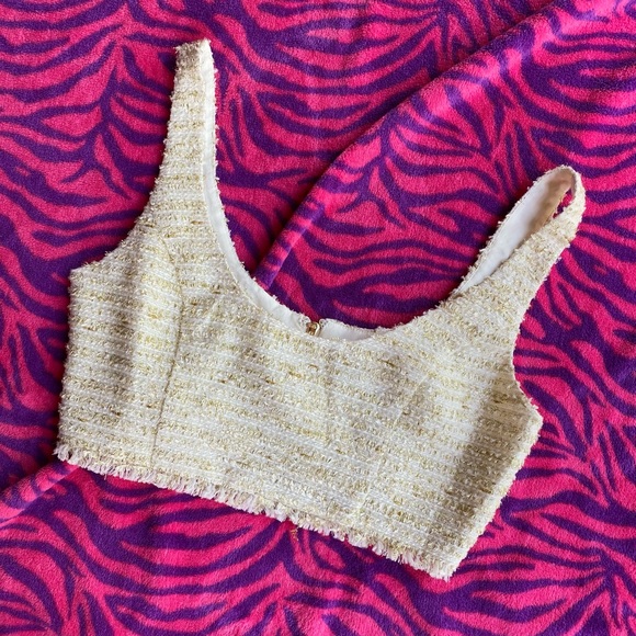 NBD tweed cream and gold crop top - Picture 10 of 10